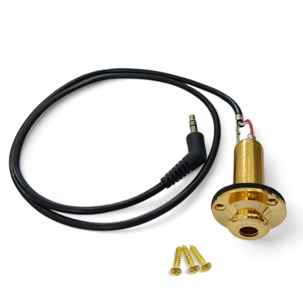 Jack Roldana Blindado P/ Violão Dourado Com Chicote Plug P2