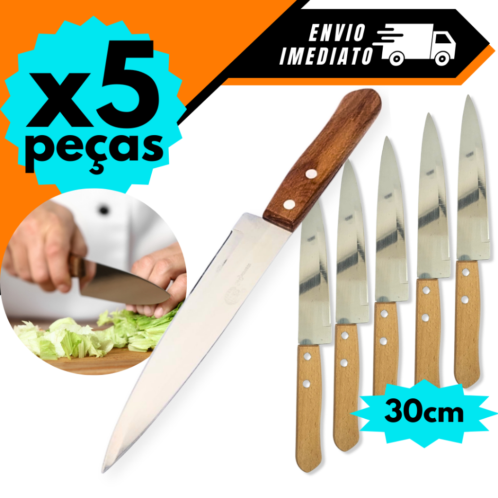 Kit Faca de Corte 5 Peças Cozinha para Carne Comida Legumes Salada Casa 7'' Utilidade Churrasco