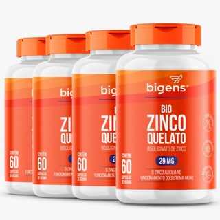 BIGENS KIT 4X BIO ZINCO QUELATO 60 CAPS BIOGENS em Oferta na Shopee