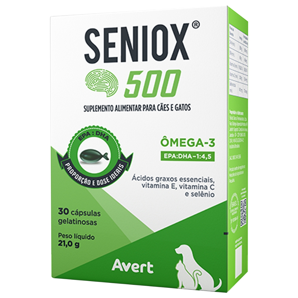 Seniox 500 mg Avert 30 Cápsulas Suplemento para Cachorro em Oferta na Shopee