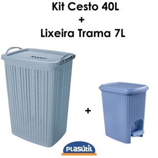 Kit Cesto 40L + Lixeira 7L - Trama - Plasútil / Praticidade e Qualidade em Oferta na Shopee