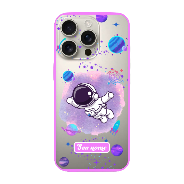 Capinha para iPhone 16 Pro Anti Impacto Personalizada - Astronauta Transparente com nome