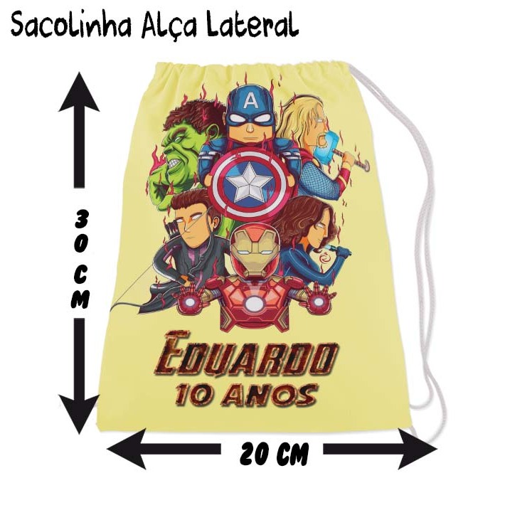Mochilinha Sacolinha Mochila Saco Sacochila Saquinho Lembrancinha Brinde Aniversario Personalizadas Avengers Vingadores