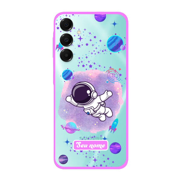 Capinha para Samsung A16 Anti Impacto Personalizada - Astronauta Transparente com nome