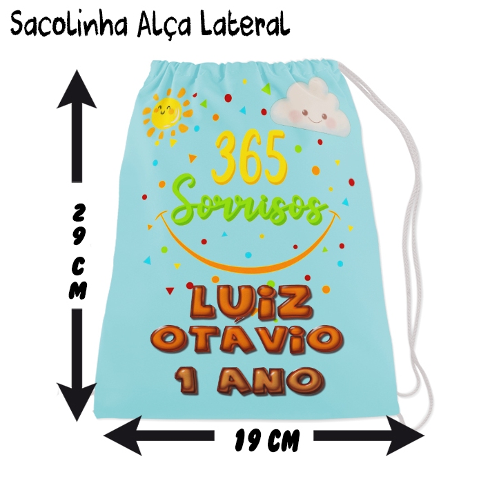 Kit Mochilinha Sacolinha Mochila Saco Sacochila Saquinho Lembrancinha Brinde Aniversario Personalizadas 365 Sorrisos