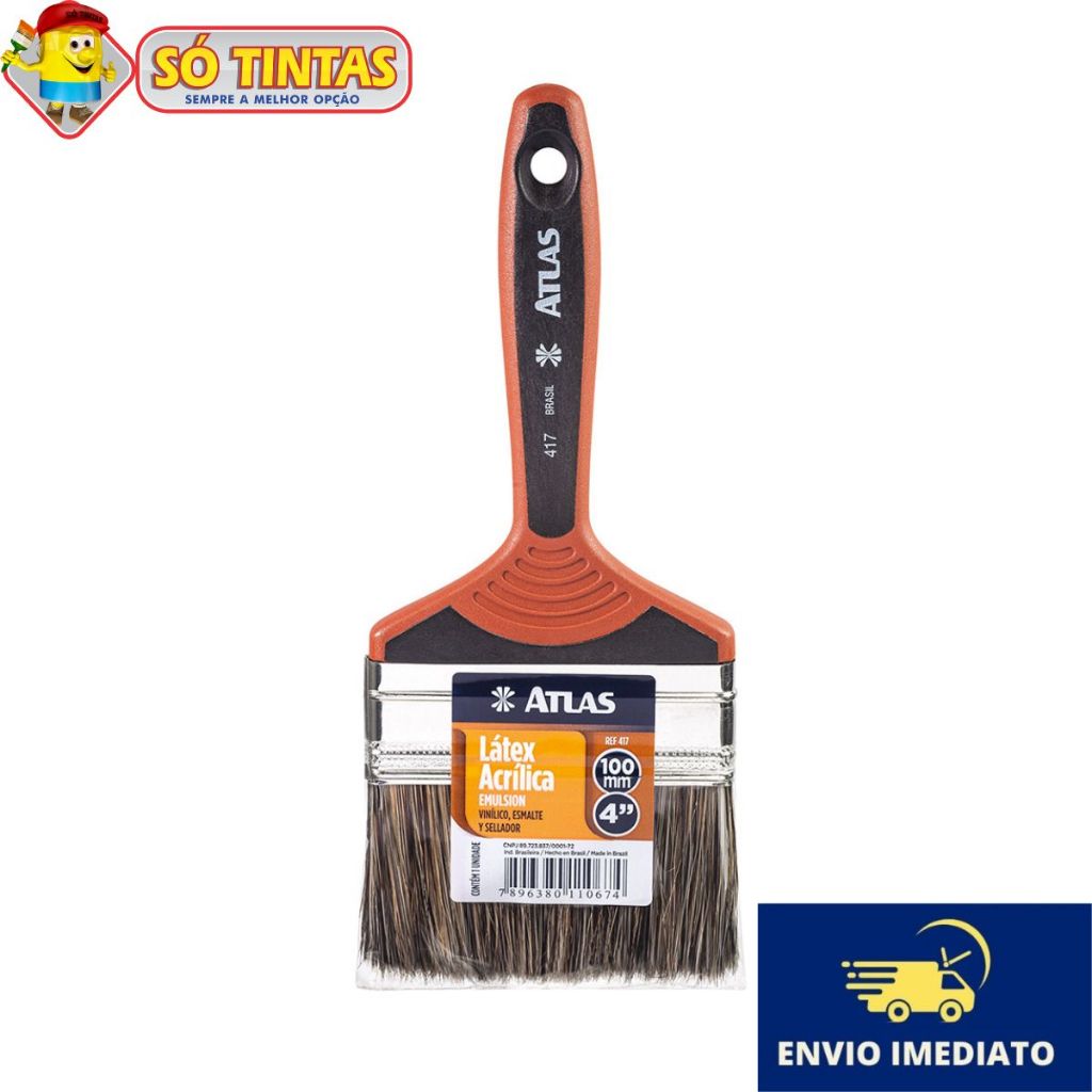 Trincha Dupla 417 Atlas Premium Com Cerdas Gris Ideal Para Tinta Acrílica e Látex em Oferta na Shopee