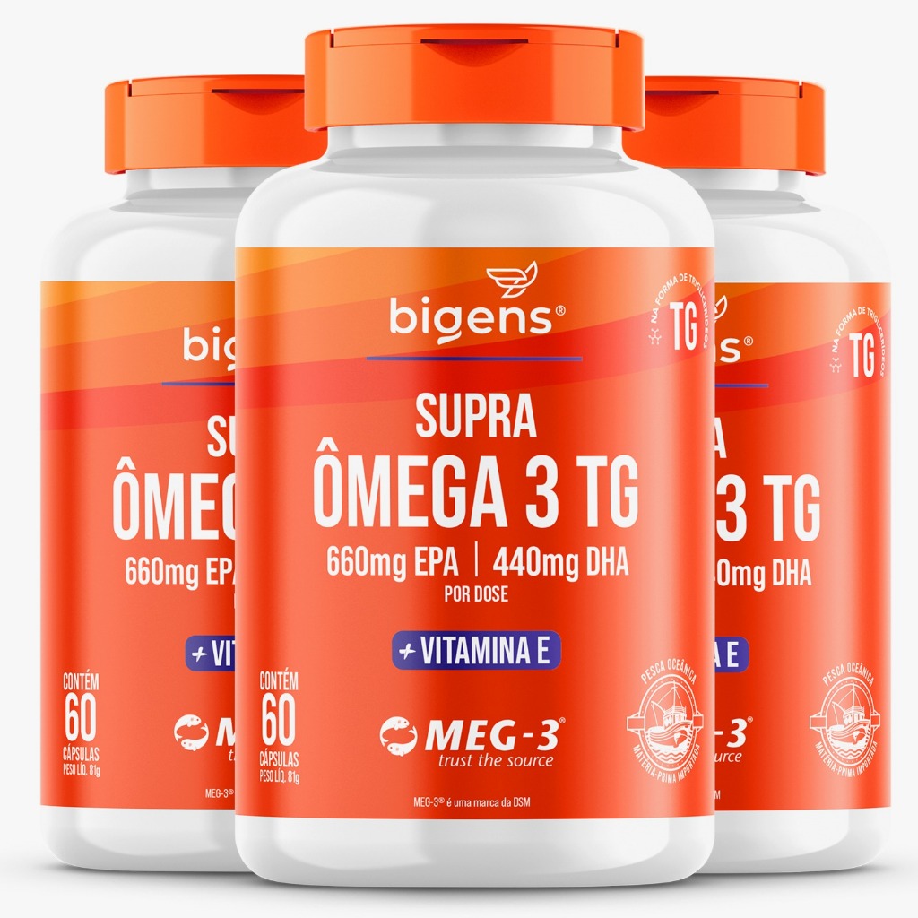 BIGENS KIT 3X SUPRA ÔMEGA 3 TG EPA 660MG DHA 440MG VIT E 60 CAPS BIOGENS em Oferta na Shopee