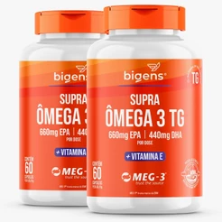BIGENS KIT 2X SUPRA ÔMEGA 3 TG EPA 660MG DHA 440MG VIT E 60 CAPS BIOGENS