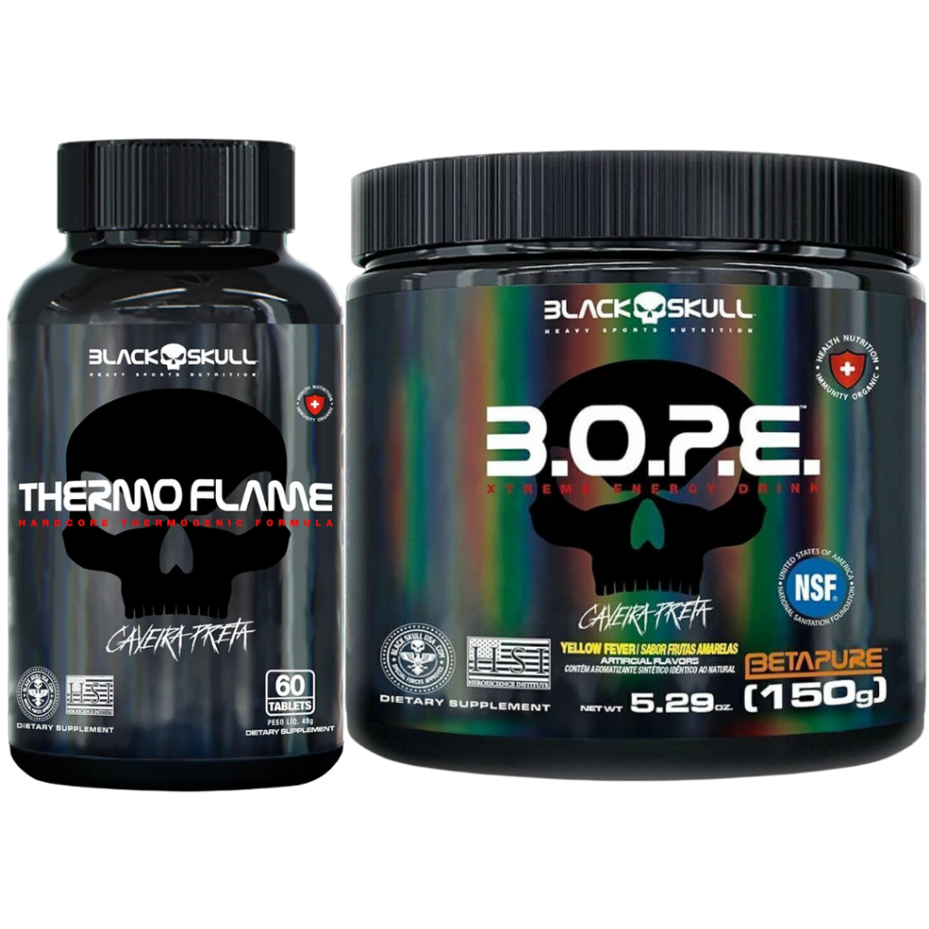Kit 1 Pré treino Bope 150g + 1 ThermoFlame 60 tablets - BlackSkull em Oferta na Shopee