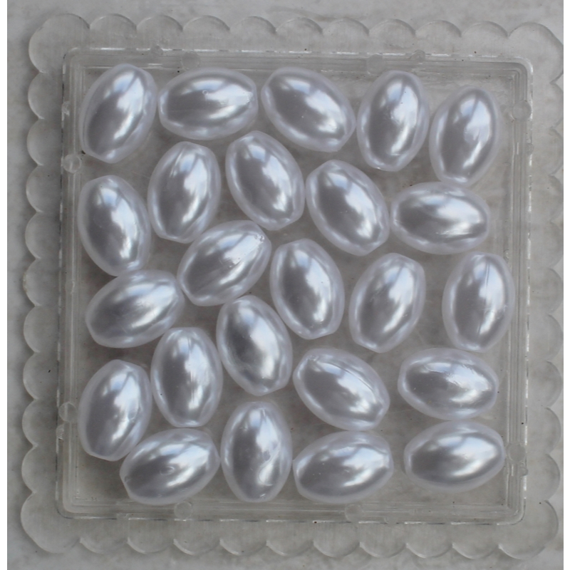 Azeitona de pérola inteira de ABS com furo passante 8x10 mm (25g) - 65 unid. Aprox. em Oferta na Shopee