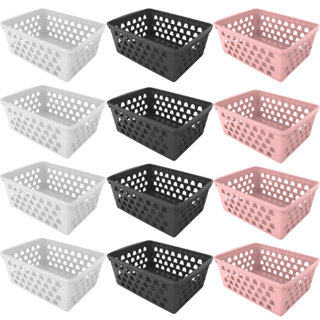 Kit Cesto Organizador 16x13x6,5cm 6 ou 12 Unidades Branco, Rosa e Preto em Oferta na Shopee
