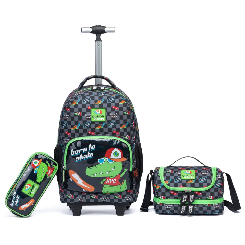 Kit Mochila Lancheira Estojo Dinossauro Infantil Escolar Menino Verde Reforçada em Oferta na Shopee