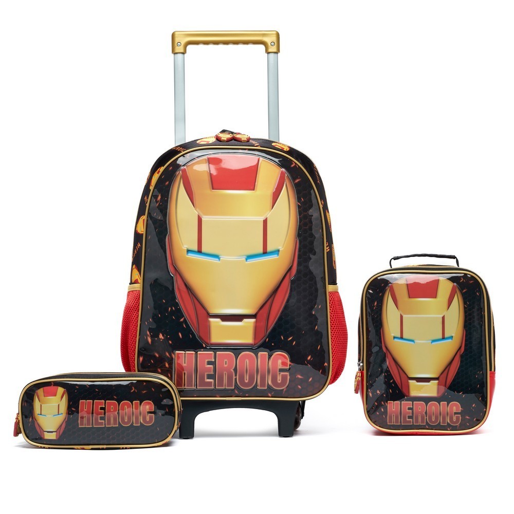 Mochila Homem de Ferro Escolar Infantil + Estojo + Lancheira