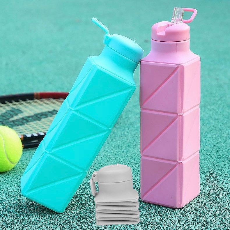 Garrafa de água Portatil dobrável de silicone livre de BPA de grau alimentício à prova de ...