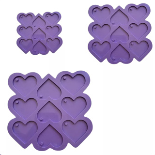 Kit 3 Molde Silicone Coração 2 3 E 4cm Resina Pingente R67 em Oferta na Shopee