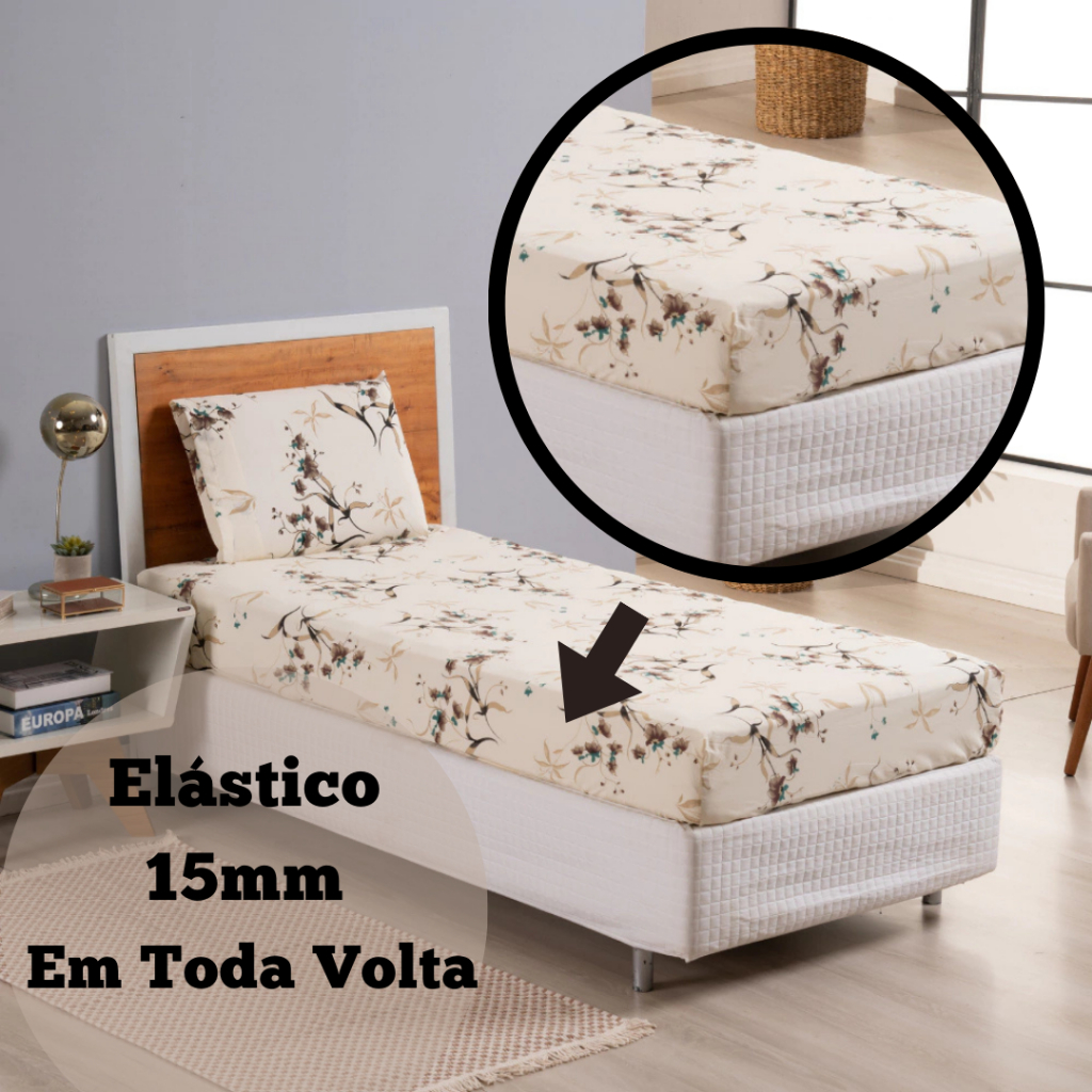 Jogo Lençol Solteiro Estampado 3 Peças.