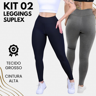 KIT 02 LEGGING SUPLEX GROSSA CINTURA ALTA TRABALHO DIA A DIA CONFORTO ACADEMIA FITNESS PROMOÇÃO em Oferta na Shopee