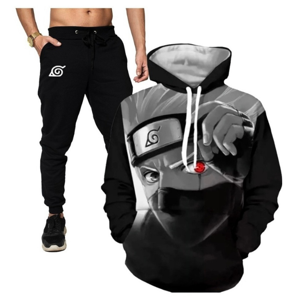 CONJUNTO MOLETON Kakashi Hatake BLUSA SUBLIMADA E CALÇA AGASALHO