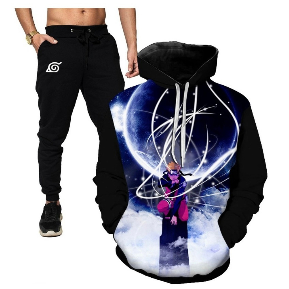 BLUSA DE MOLETON NARUTO KAKASHI KIT FULL 3D COM CALÇA ESTAMPADA