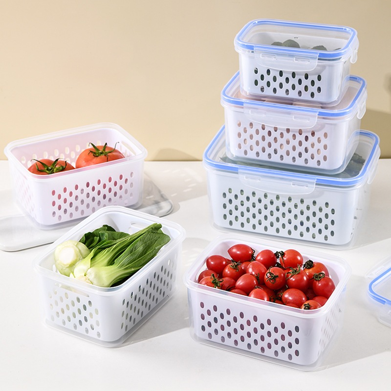 Kit 3 Organizador de Geladeira Cesto Com Tampa Multiuso Alimentos Verduras e Vegetais