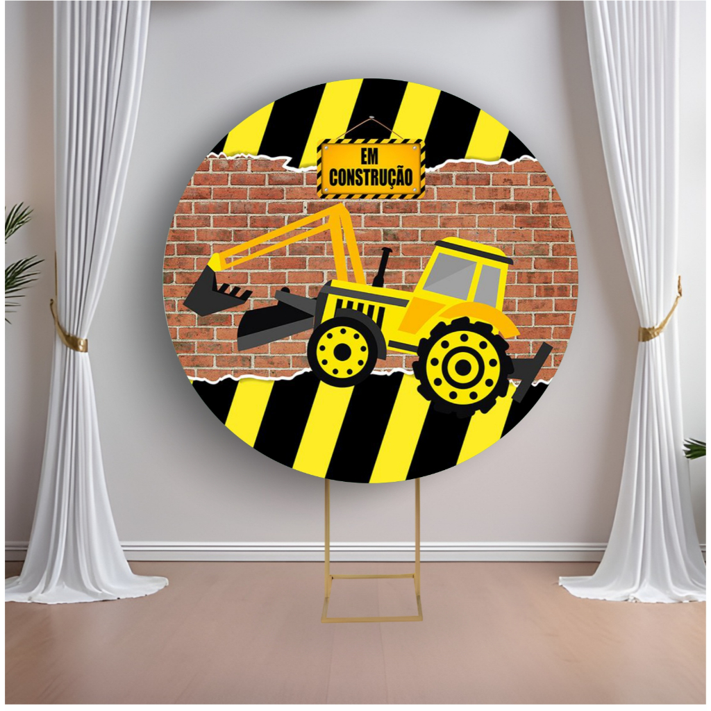 Painel Em construção - Sublimado Tecido Helanca com Elástico. em Oferta na Shopee