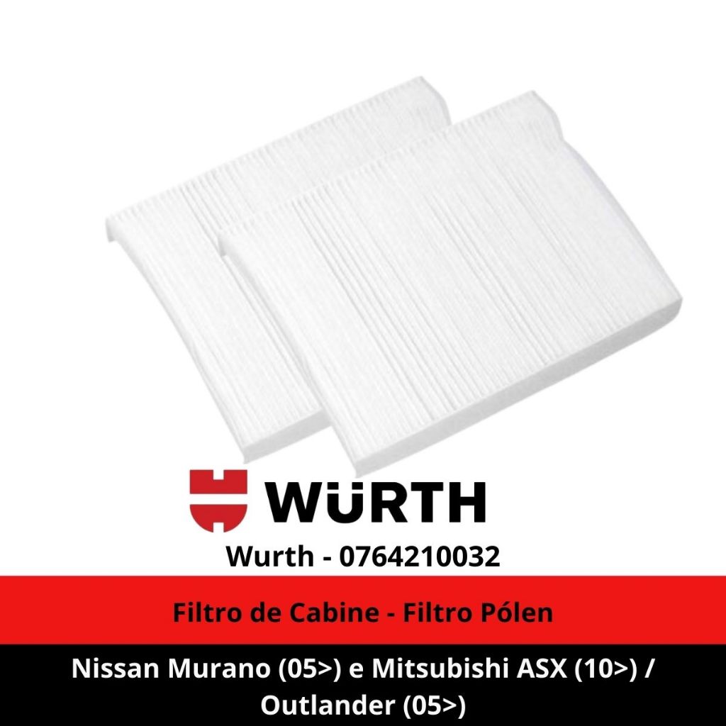 Filtro de Cabine - Filtro Pólen Nissan Murano (05>) e Mitsubishi ASX (10>) / Outlander (05>) - Wurth - 0764210032