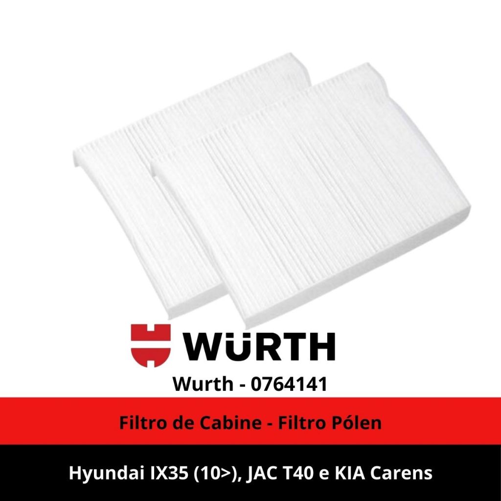 Filtro de Cabine - Filtro Pólen Hyundai IX35 (10>), JAC T40 e KIA Carens - Wurth - 0764141