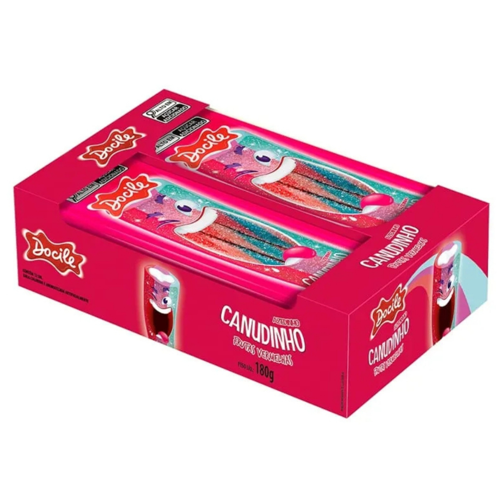 Docile Canudinho Azedinho Frutas Vermelhas Caixa 12 Unidades 15g em Oferta na Shopee
