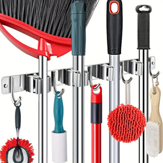 Suporte de Vassoura Organizador Com 4 Ganchos e 5 Alças Feito em Inox em Oferta na Shopee