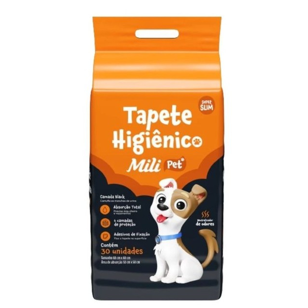 Tapete Higiênico Mili PET Pacote com 30 Super Slim