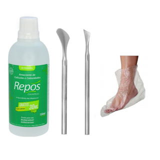 Amaciante para Calosidade de Cutículas Repos 120ml + Espátula 222 + 484 + 10 Botinhas Descartáveis em Oferta na Shopee