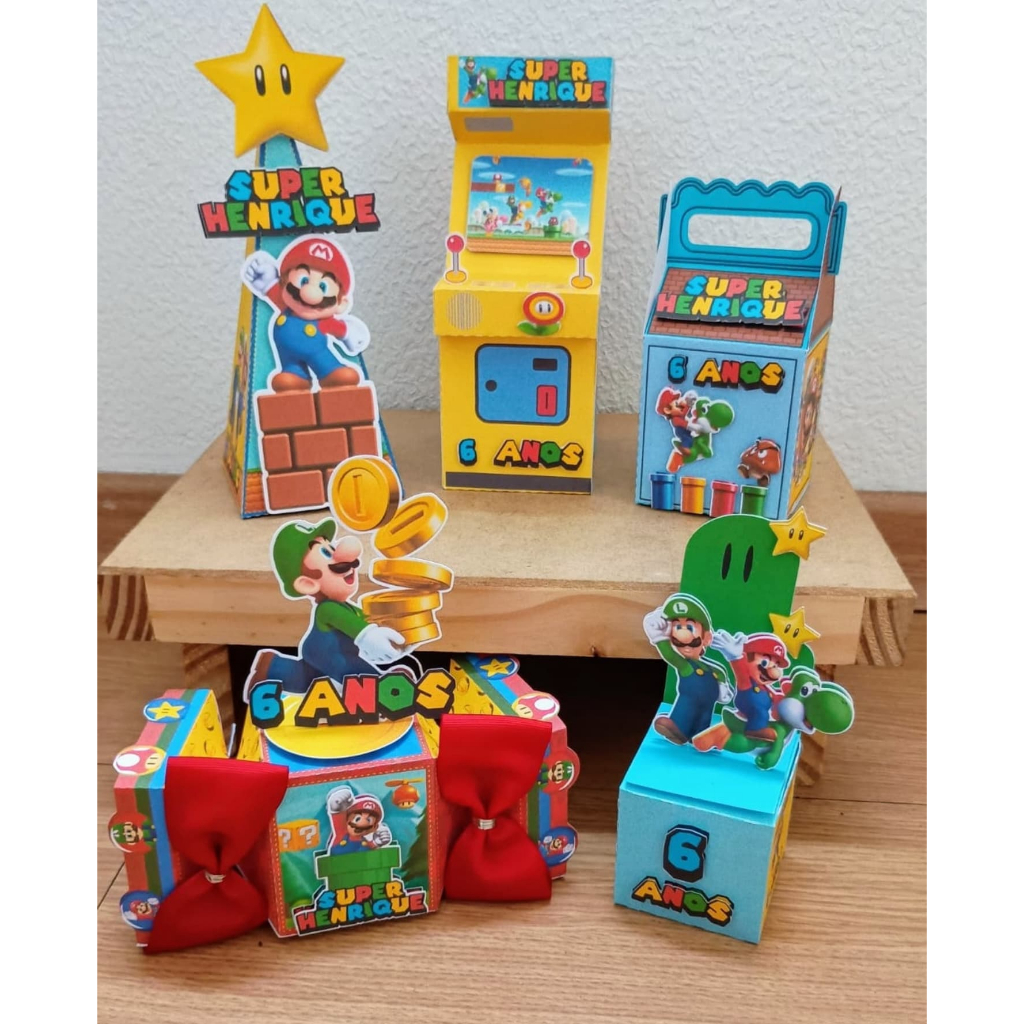 Kit Festa Super Mário- SEMI MONTADO - Lembrancinhas Personalizadas - Aniversário infantil.