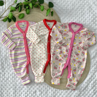 Kit 3 Peças Macacão Pijama Bebe Macio Estampado - Masculino e Feminino