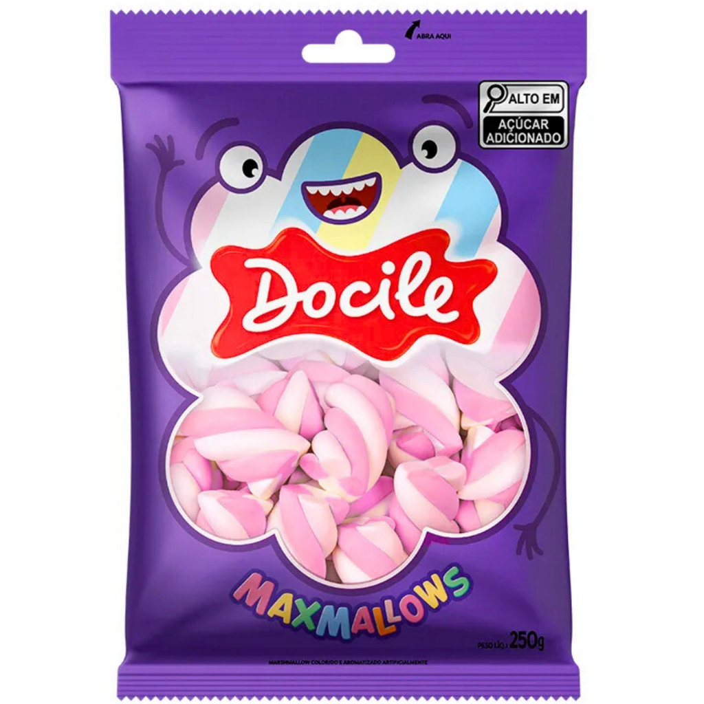 Marshmallow Twist Rosa e Branco 250g Docile