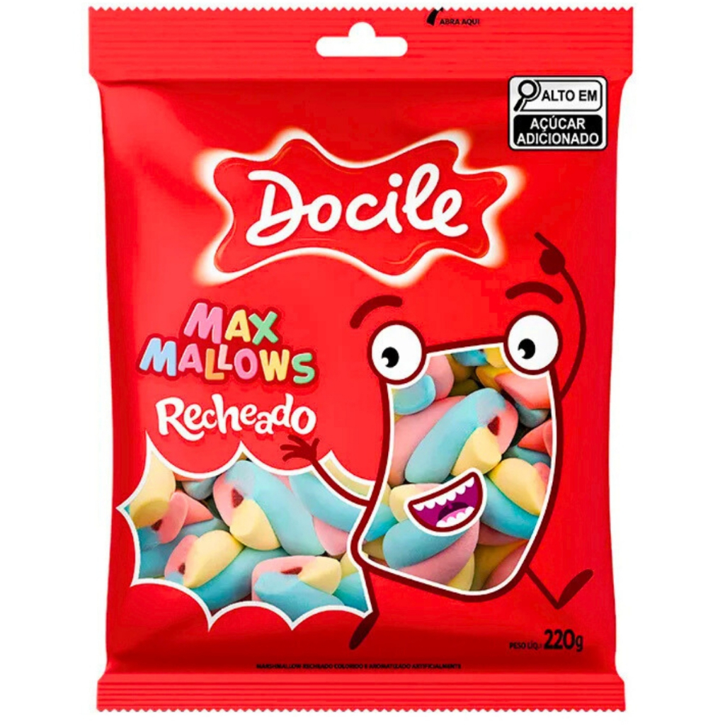 Marshmallow Twist Recheado Colorido 220g Docile em Oferta na Shopee