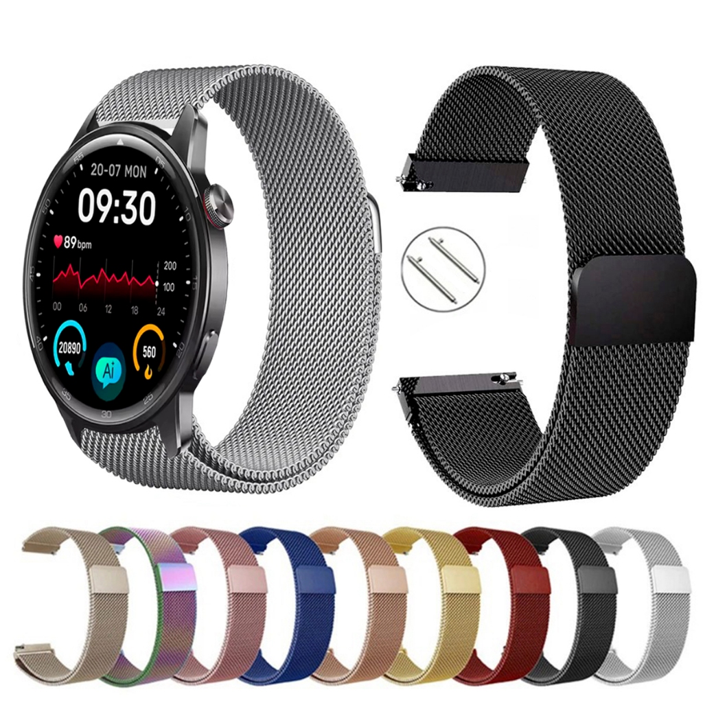 Pulseira de 22mm milanesa aço inox para Smartwatch Realme Watch S2 de Engate Rapido