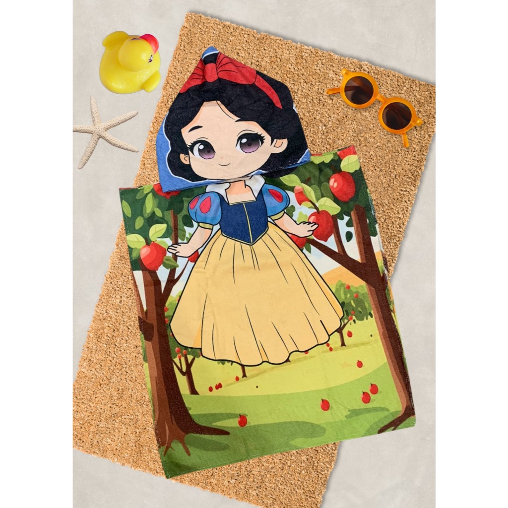 Toalha Infantil com Capuz - Poncho Atoalhado Temático para Menino e Menina no Banho de Piscina