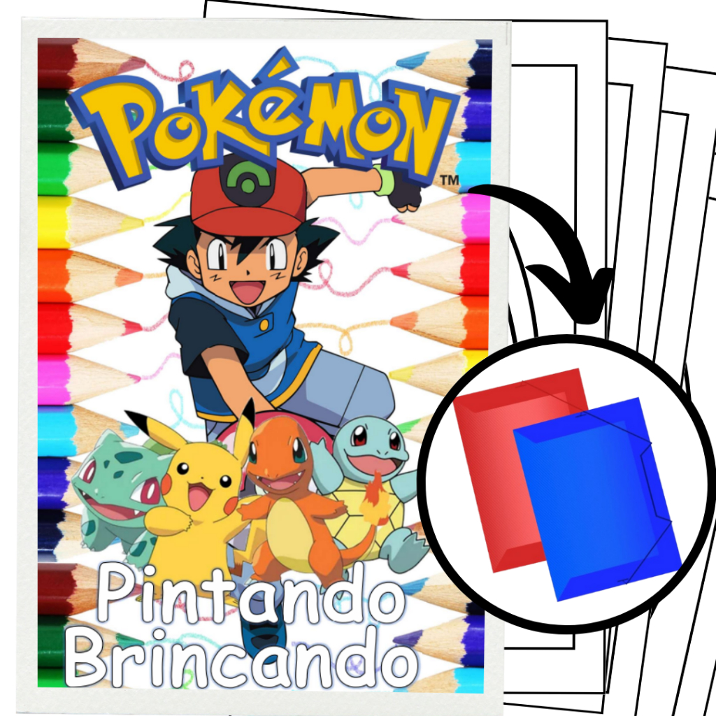 100 Desenhos Para Colorir e Pintar - Tema Pokemon - Folhas A4 Sulfite Avulsas/Soltas em Oferta na Shopee