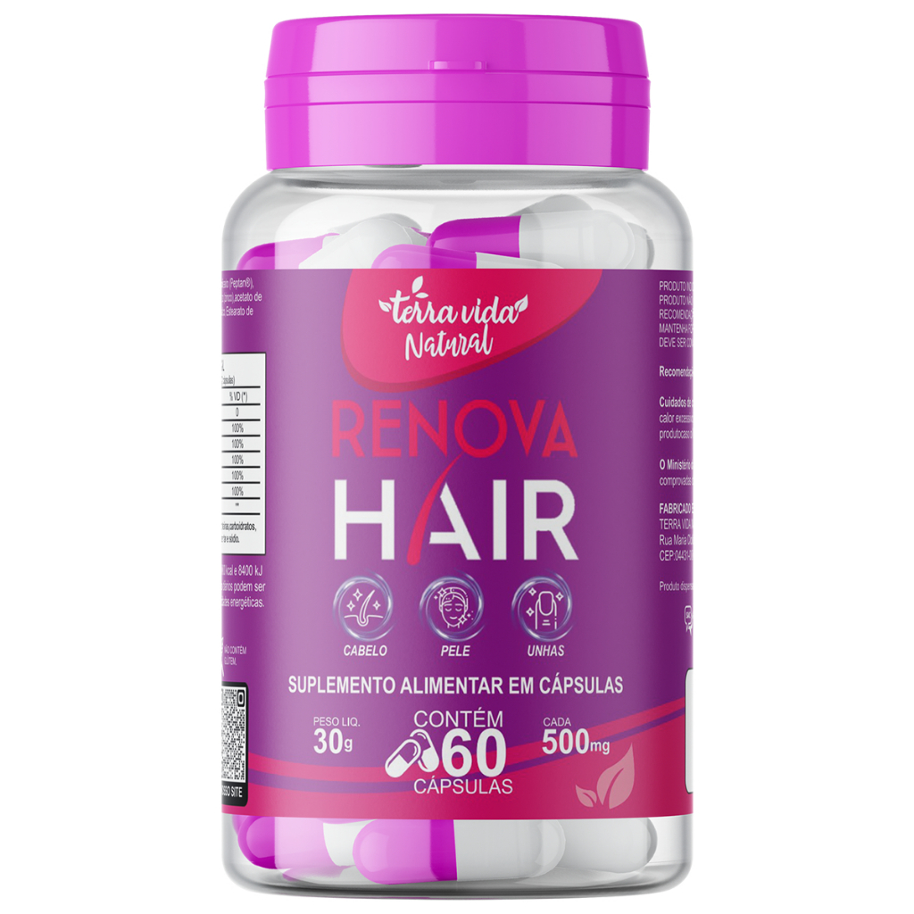 Auxilia No Crescimento Renova Hair - Cabelo, Pele E Unhas Com Biotina e colageno em Oferta na Shopee