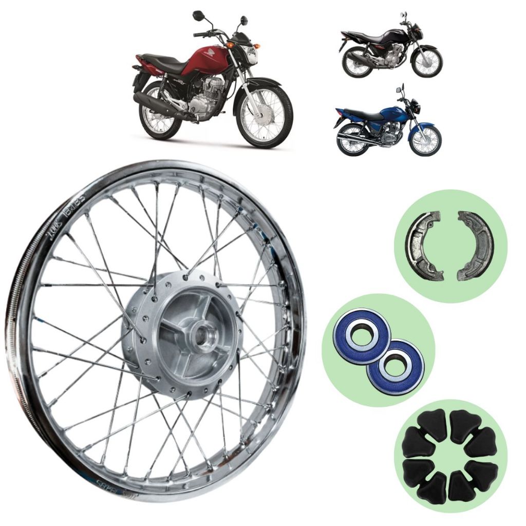 Folha de Aro Roda Jante Traseira Cg Titan Fan 150 160 Completa 2004 2008 2010 2014 + Raio 4mm