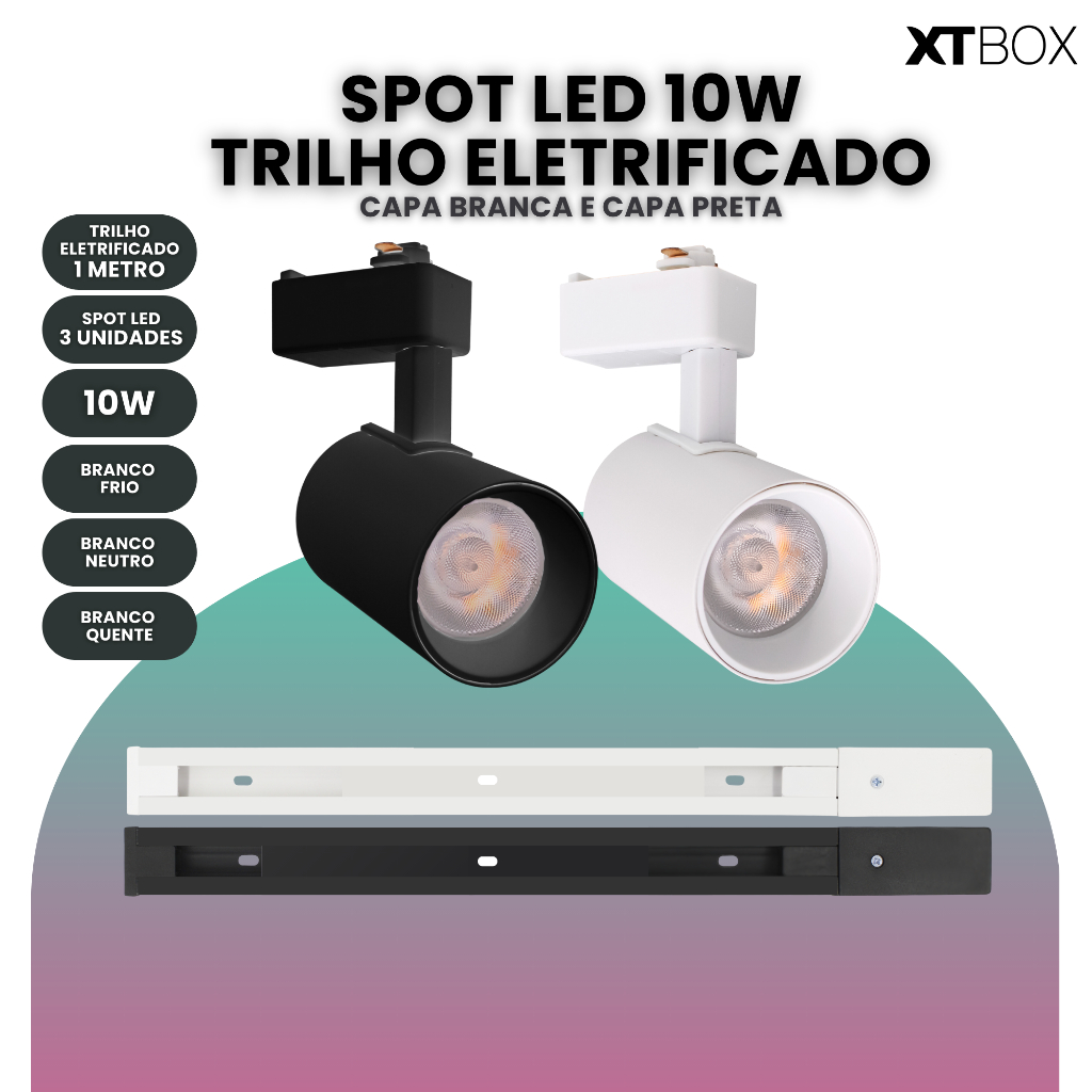 Kit Trilho Eletrificado Led 20w 1m + 3 Spots em Oferta na Shopee