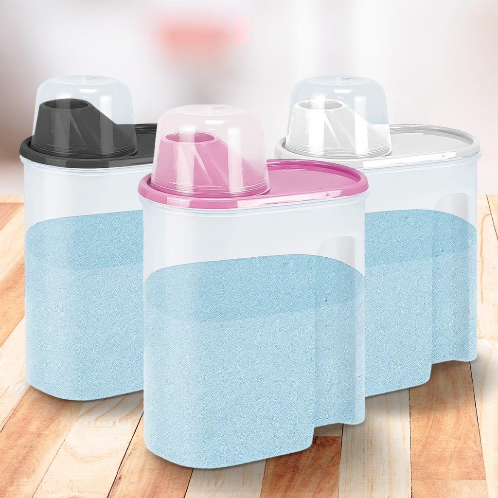 Kit 2 Potes Hermético Porta Sabão em Pó com Copo Dosador