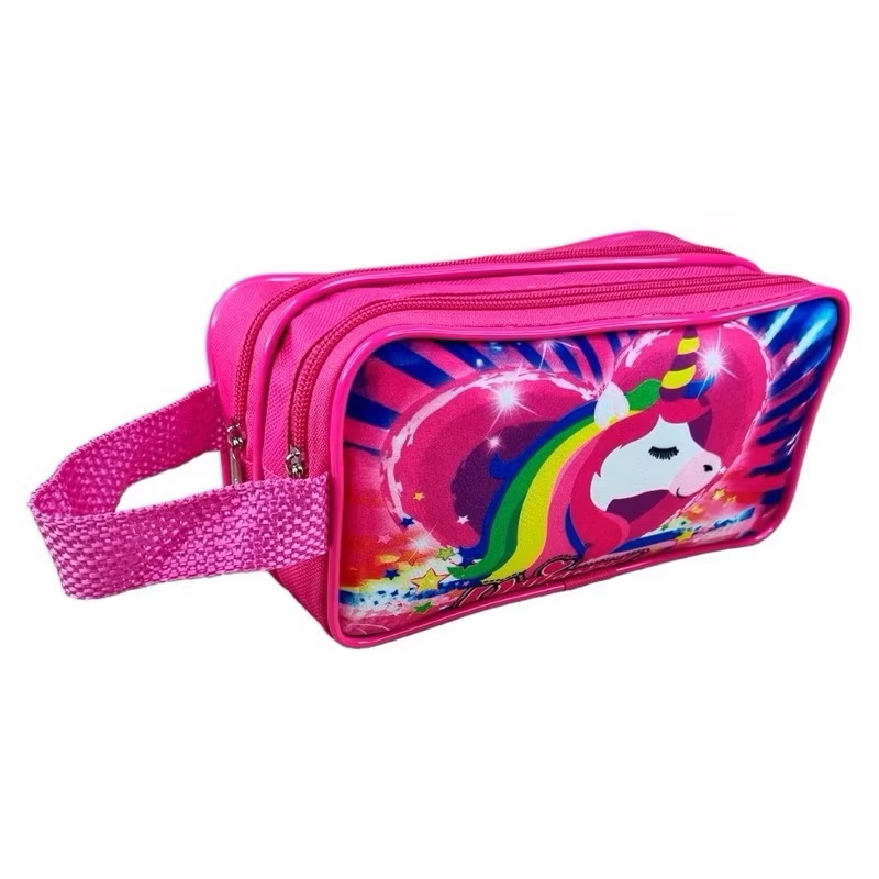 Estojo Escolar Infantil Unicórnio 2 Compartimentos Grande Menina em Oferta na Shopee
