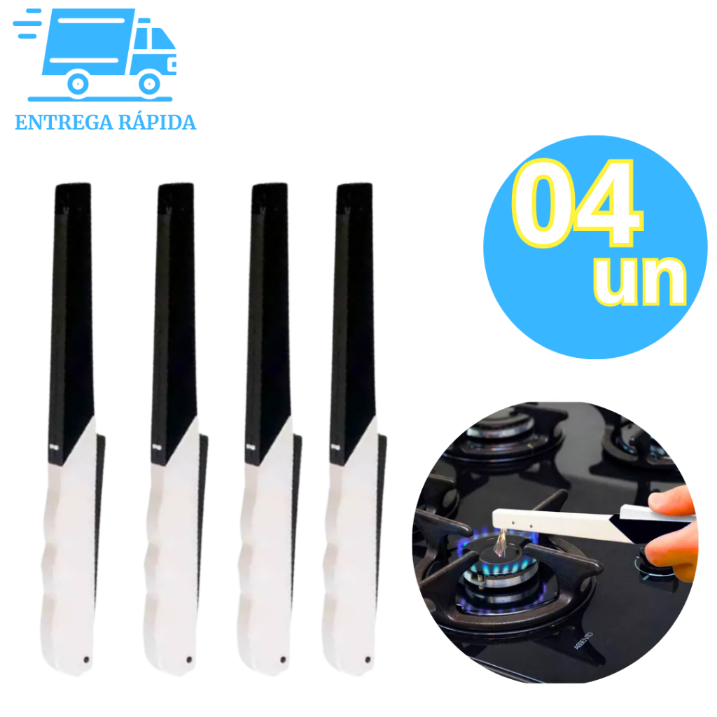 Kit 4 Acendedor De Fogão Manual Com Botão De Aperta Ignição Eficiente Multidisparo para Cozinha