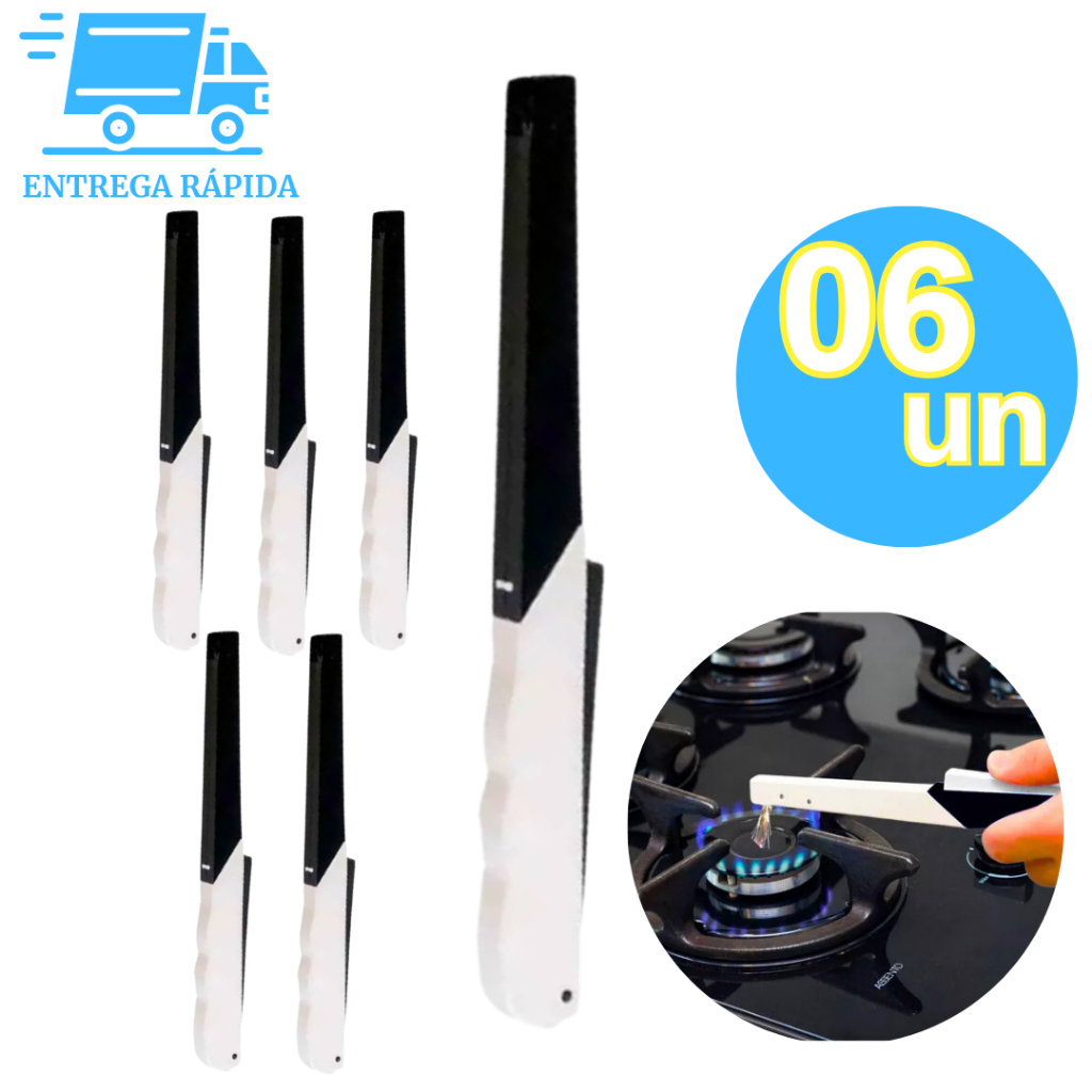 Kit 6 Acendedor De Fogão Manual Com Botão De Aperta Ignição Eficiente Multidisparo para Cozinha
