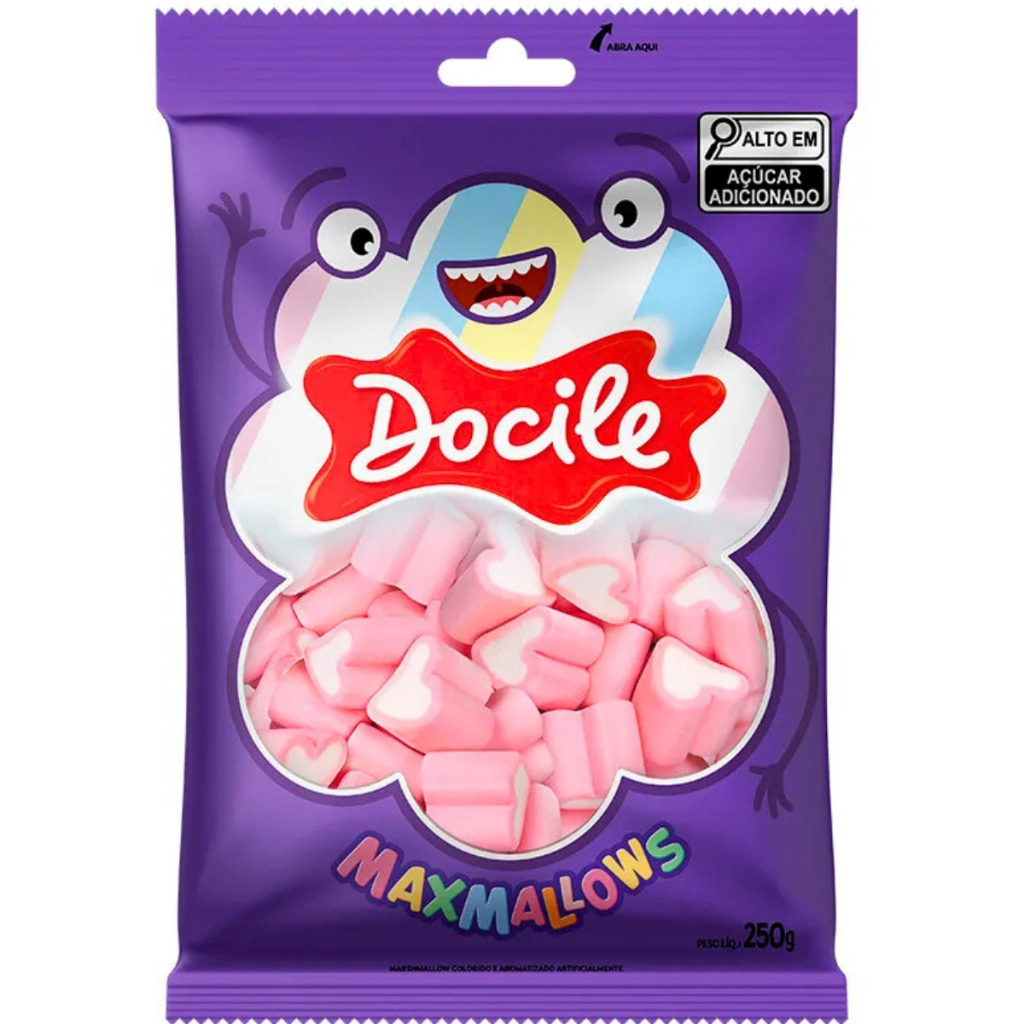 Marshmallow Coração Rosa 220g Docile