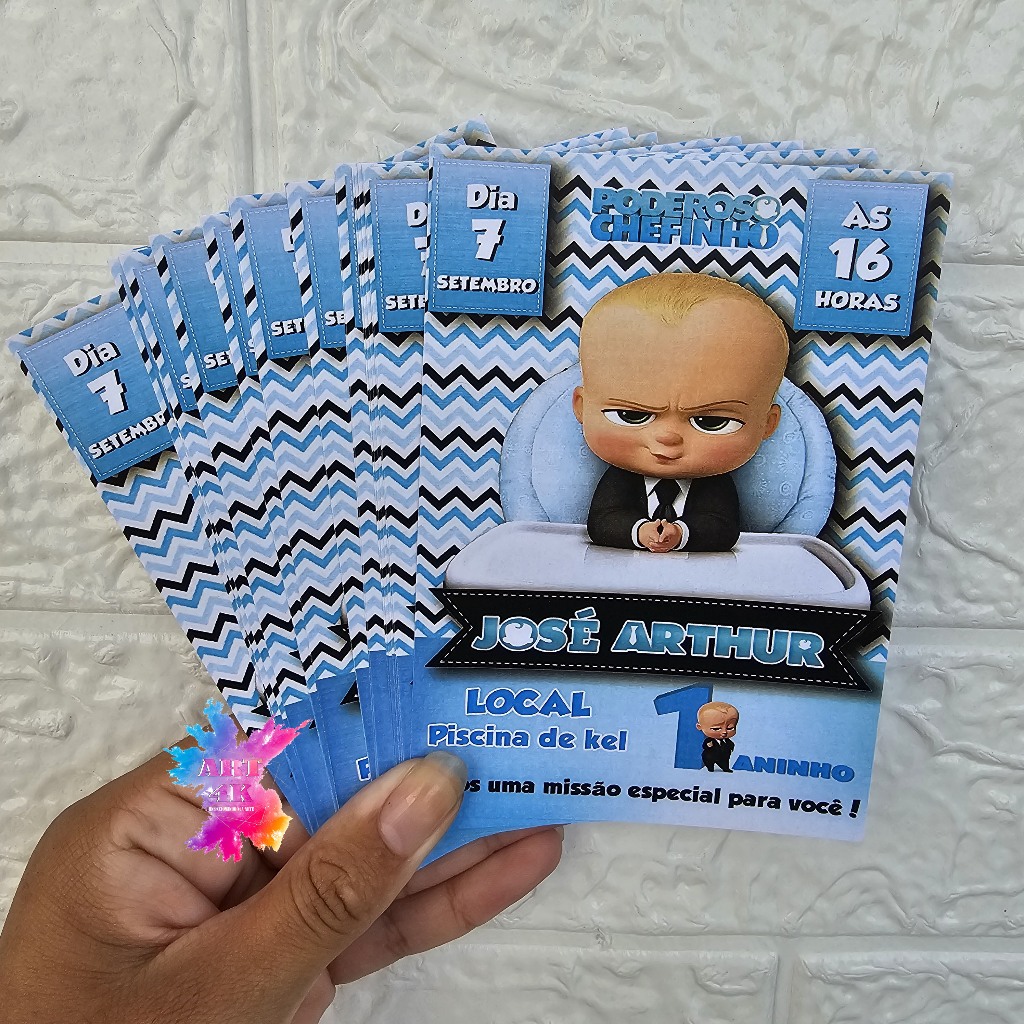 kit 20 Convites para aniversario TEMA PODEROSO CHEFINHO personalizados / fazemos qualquer tema