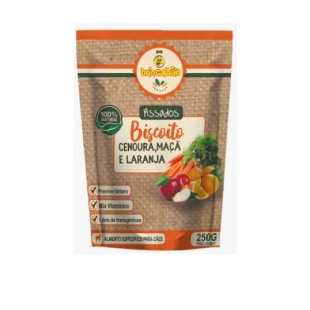 Biscoito pet Para Cachorro Natural Cenoura, Maçã e Laranja Brincalhão 250g
