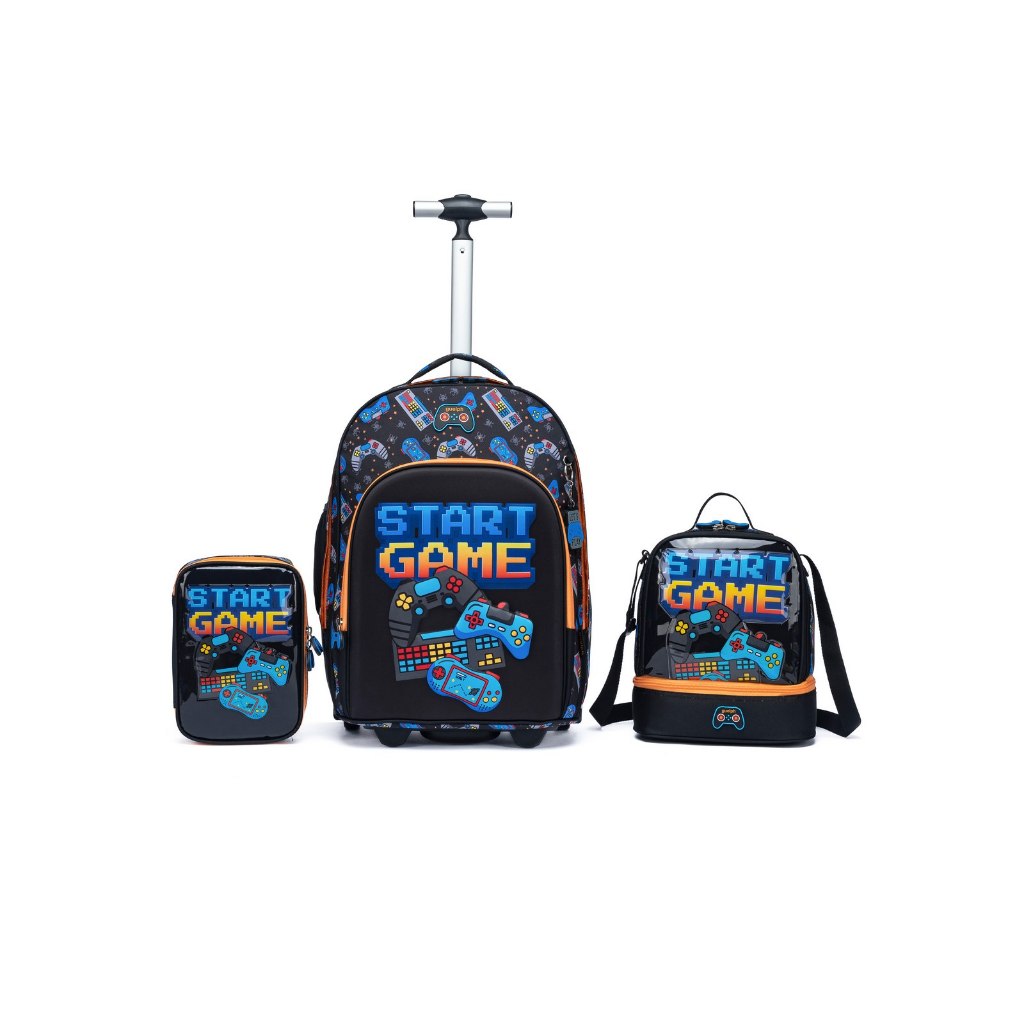 Kit Escolar Infantil Mochila de Rodinha Lancheira Estojo Menino Gamer em Oferta na Shopee