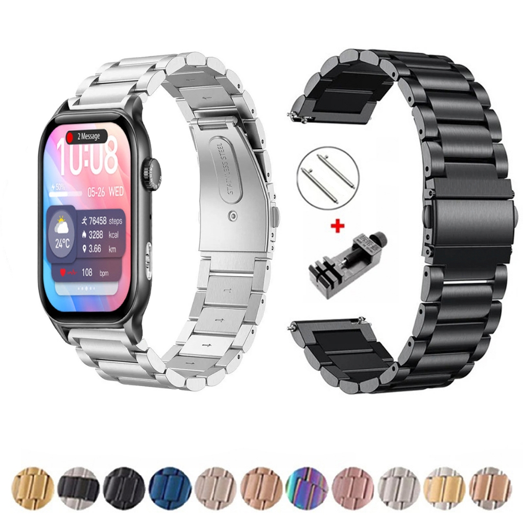 Pulseira de 22mm Metal Elos de aço inox para Smartwatch Colmi P78 de Engate Rapido